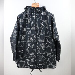 Monika Forsberg + Gorman SS17 black rain jacket with silver print size S/M